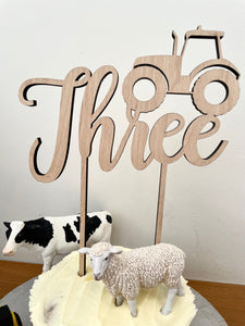 TRACTOR NUMBER CAKE TOPPER