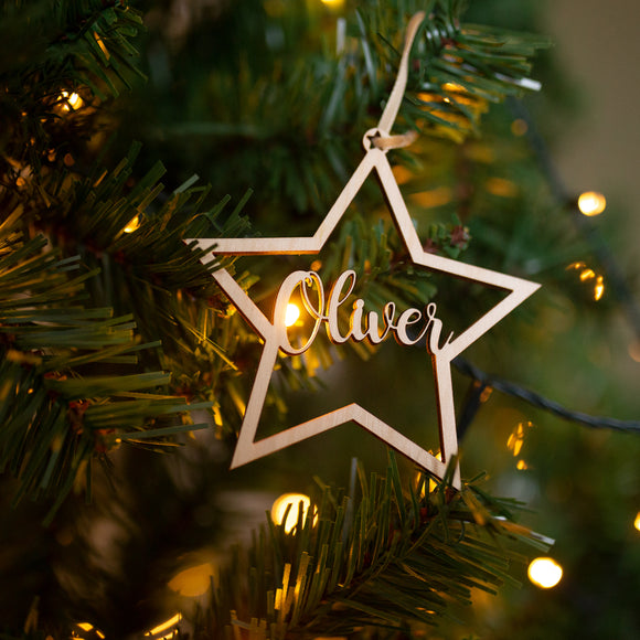 CUT OUT STAR NAME BAUBLE