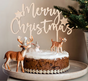 MERRY CHRISTMAS STAR CAKE TOPPER