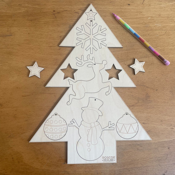 CHRISTMAS COLOURING STENCIL AND DECORATION SET