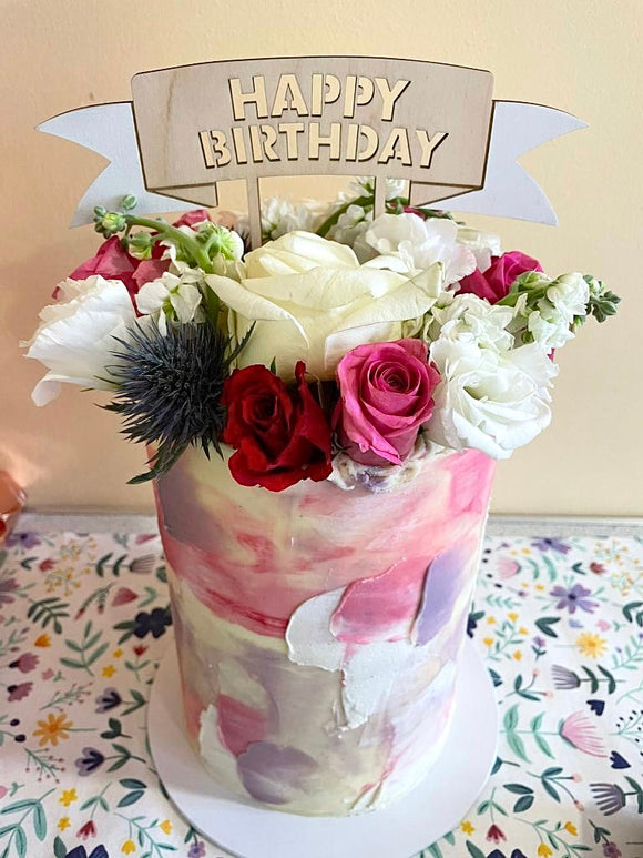 Happy Birthday Banner Cake Topper