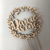 WREATH NAME AND AGE CAKE TOPPER